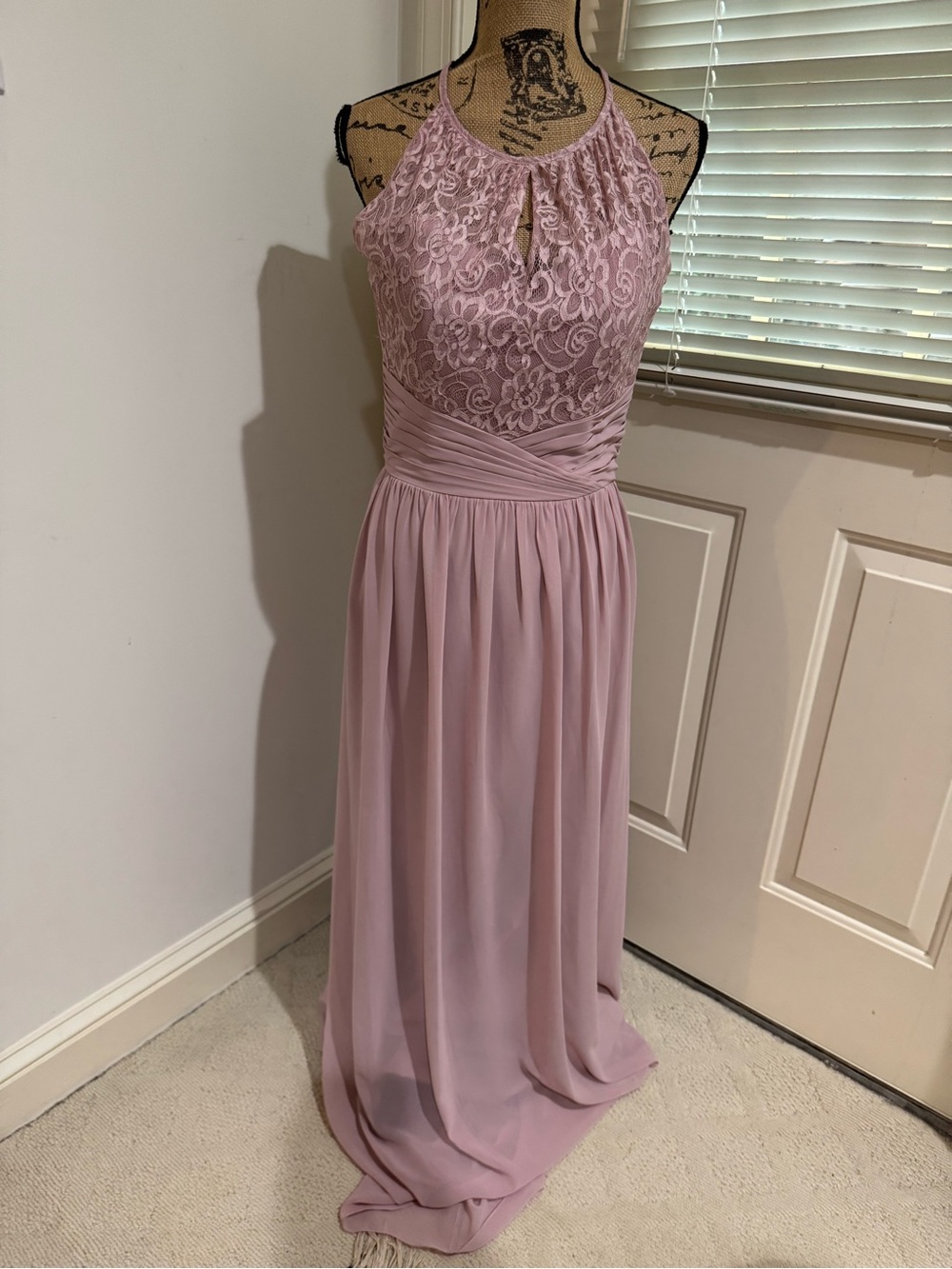 Jasmine Blush Pink Lace Halter Maxi Dress size M??